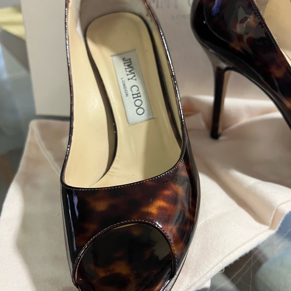 Jimmy Choo platform peep toe.